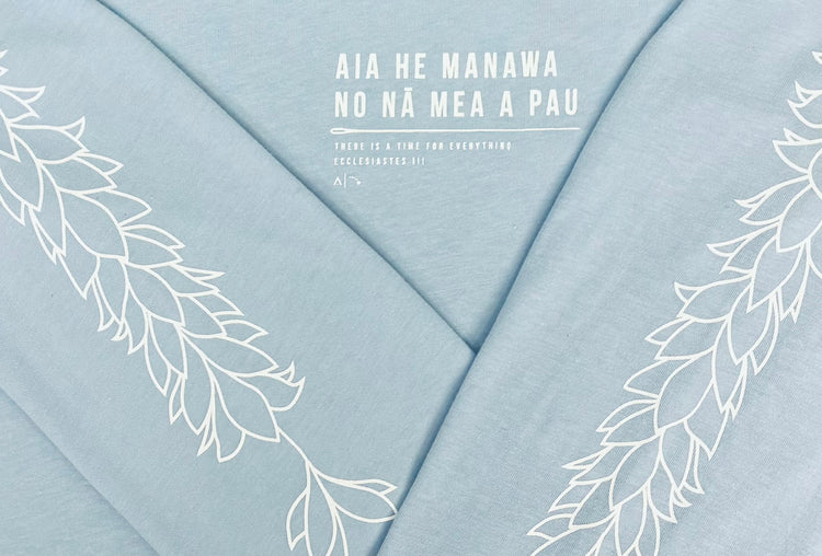 Aloha Ke Akua Shirt Lei Melia Long Sleeve Baby Blue