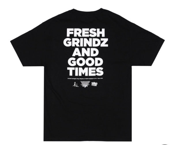 Tanioka's X In4Mation T-Shirt Fresh Grindz and Good Times Black