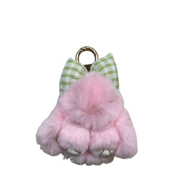 Keychain & Backpack Charm Bunny, Light Pink, Stuffed Hair Bow