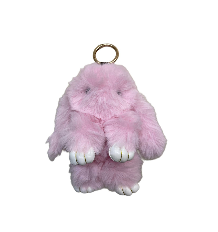 Keychain & Backpack Charm 6" Rabbit Light Pink with White Paws