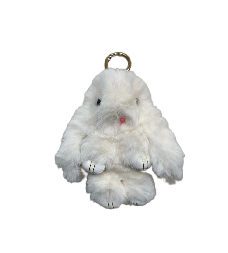 Keychain & Backpack Charm 6" Rabbit White with White Paws