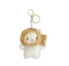 Keychain & Backpack Charm White Cat in Taiyaki (Japanese Pastry) Hood