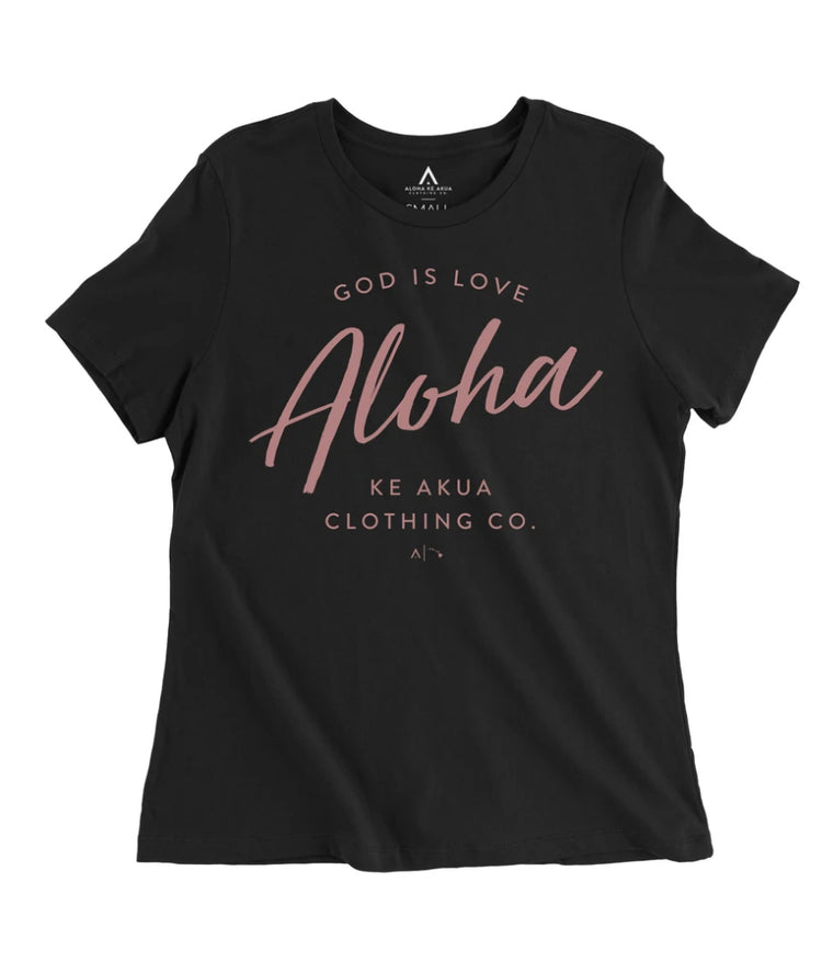 Aloha Ke Akua Women's T-shirt God Is Love Black