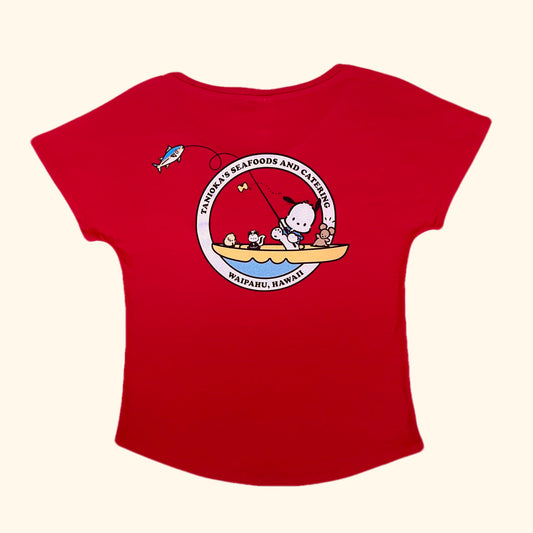Pochacco Fishing Dolman Women's Tshirt Red