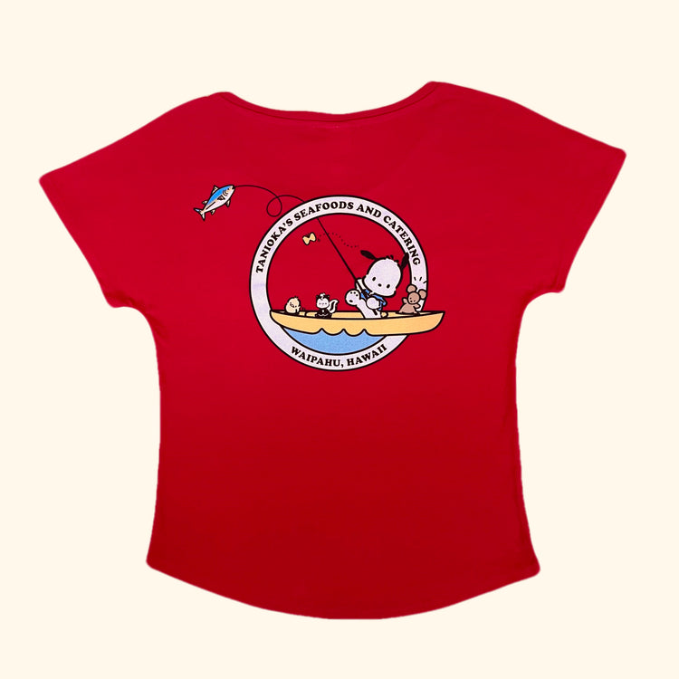 Pochacco Fishing Dolman Womens Tshirt Red
