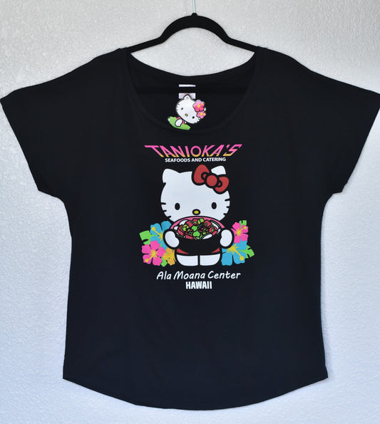 Hello Kitty Poke Bowl Dolman Adult Shirt Ala Moana Black